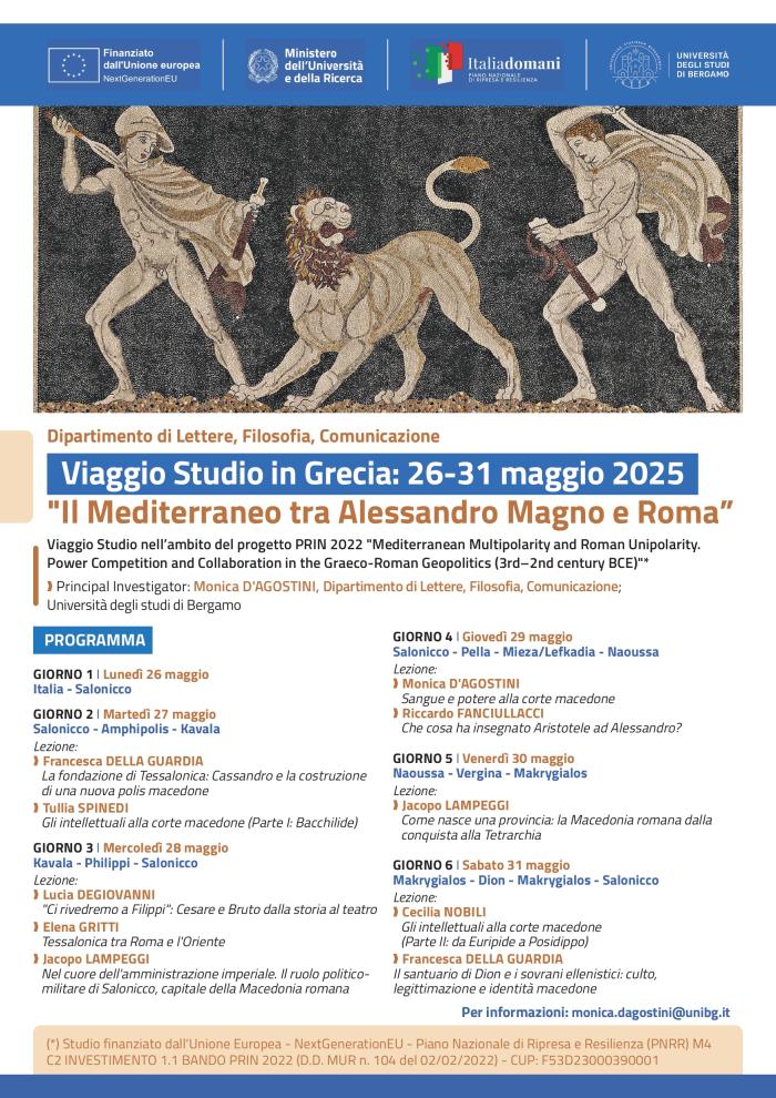 Viaggio Studio in Grecia: 26-31 maggio 2025 'Il Mediterraneo tra Alessandro Magno e Roma'